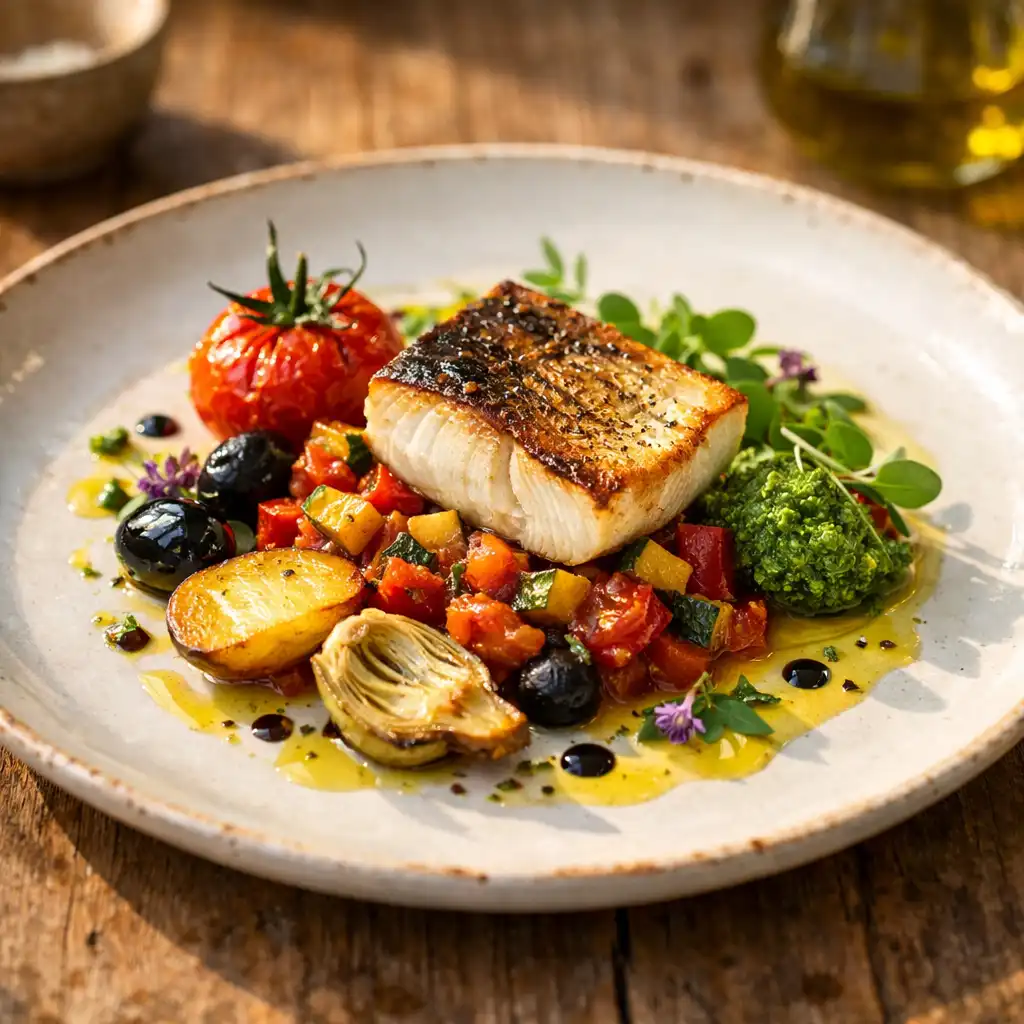 Plat provençal moderne dressé avec élégance