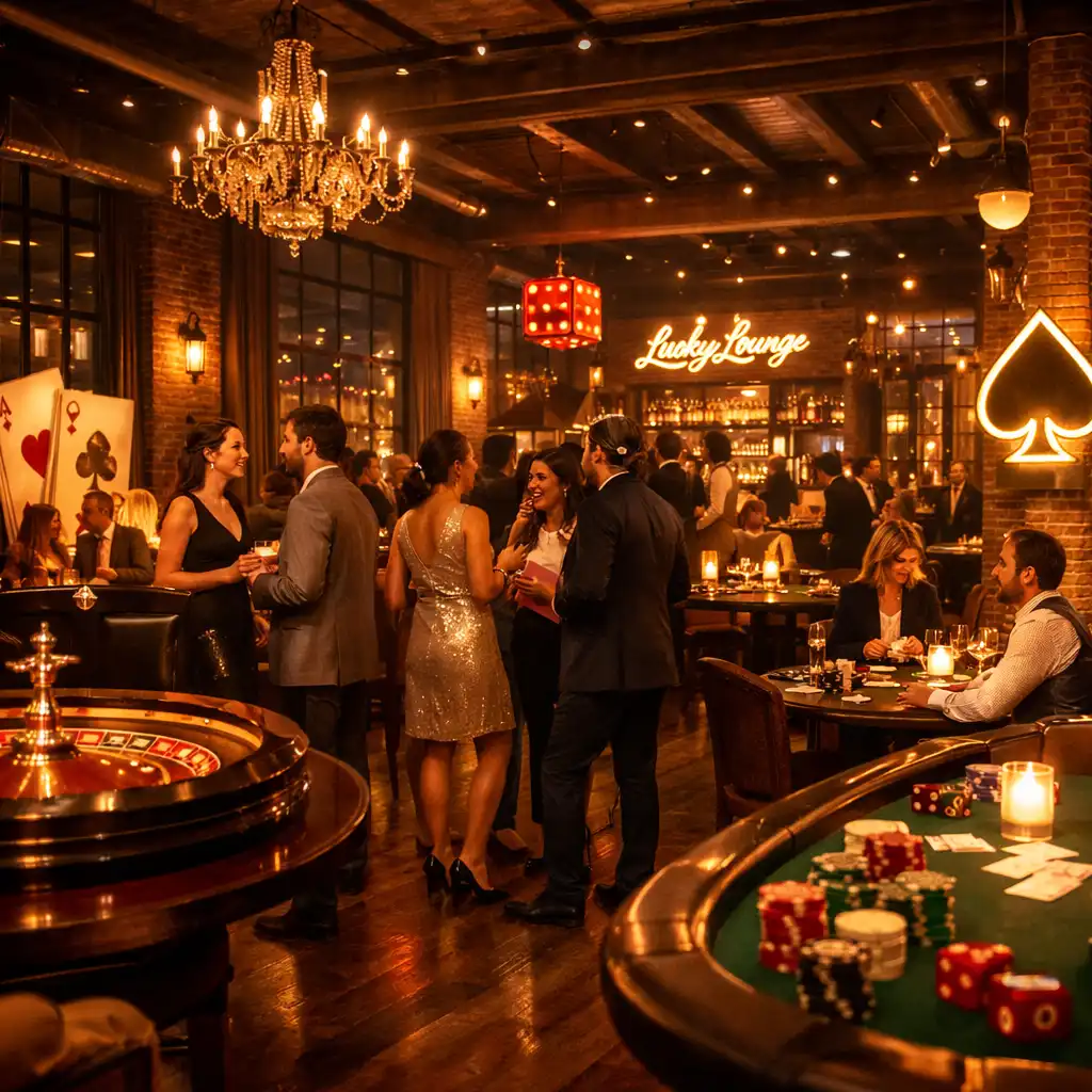 Ambiance soirée élégante dans un restaurant loft